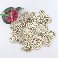 100 Pcs Wooden Pieces Mini Wooden Creative Carved Hollow Out Crafts for