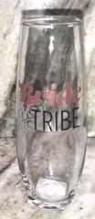 “Bride Tribe” Stemless Bridal Champagne Flute Glass 9.6oz Wedding Bridal Shower