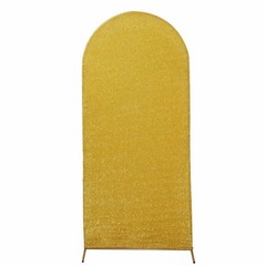 6 ft GOLD Metallic Fitted Spandex Round Top Arch STAND COVER Party Events