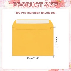 100 Pcs Self Sealing Invitation Envelopes 7.8×5.5 Inch A7 Gold