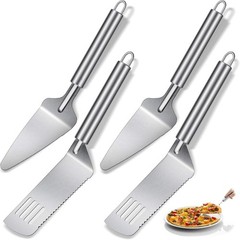 4 Pack Stainless Steel Pie Server Spatula Serrated Cake Cutter with Handle