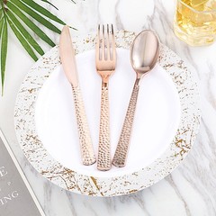 24 ROSE GOLD Elegant Designer Disposable Forks Wedding Catering Party Tableware