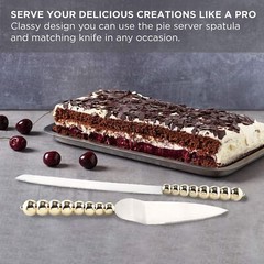 Homi Styles Wedding Cake Knife and Server Set | Elegant Gold Color with Beade…