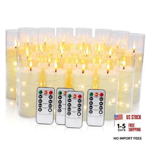 24 Pcs LED Flameless Candles with Remote, 3D Strip Light String-24Pack