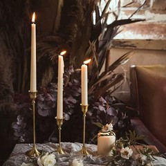 Candlestick Holders, Taper Candle Holders Set of 3, Vintage Brass Gold