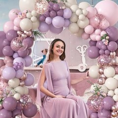 173Pcs Balloon Arch Garland Kit, Double-stuffed Pink White Sand Dusty Purple