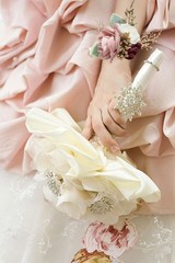 Chic Blush Pink Corsage and Boutonniere for Bride and Groom – Elegant Foam Roses