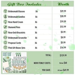 Teenyyou 60 Pcs Bridesmaid Proposal Gift Cup, Candle, Bracelets, Cream & More