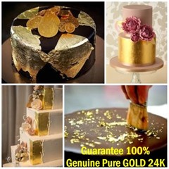 50pcs.Real Pure 24K Edible Genuine Gold Leaf for Decorate Cake Food Artist Lover