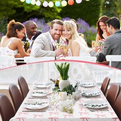 Oudain 3 Pcs Pink Bow Table Cloth 54 x 108 54 x 108 inches, and White