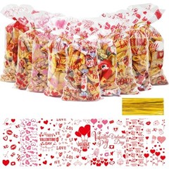 98 Pcs Valentines Treat Bags,Valentines Cellophane Goodie Bags,9 Styles 1
