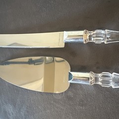 Vintage Cake Knife and Server Set, Stainless Blades with Resin Crystal Handles