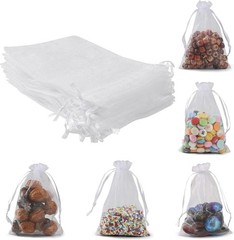 50 Pack Organza Bags 4 x 6 inch Small Bags Favor Bag Sheer Mesh Bag White Gift