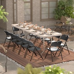 350 Weight Limit Heavy Duty Plastic Folding Chair with Reinfoced Steel Frame