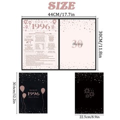 30th Birthday Decorations for Her or Women, Black Pink Back in 1996 Poster, 3…
