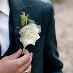 Jackcsale Boutonniere Brooch Flower Bridegroom Groom Men’s Boutineer with Pin