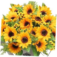 Artificial Sunflower Bouquets,2 Bunches Fake Flowers for Outdoors Baby Shower