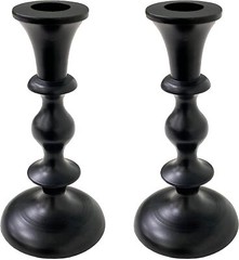 Black Candle Holders Set of 2 – Decorative Taper Candles for Matte
