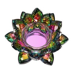 Crystal Lotus Flower Tea Light Holder – Lotus Petals Votive Candle Colorful