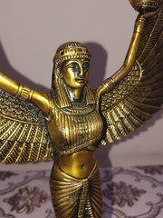 Egyptian Lady Candle Holder Statue Brass Greek Goddess Idol Candle Lamp CA488
