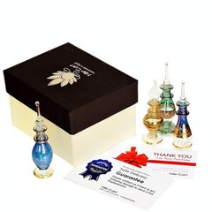NileCart Egyptian Perfume Bottles 6 Pack Size 2” Hand Blown With Multicolor