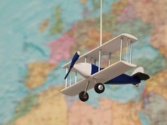 Hanging Airplane, Blue White Black, Nursery Decor, Decorative wooden airplane