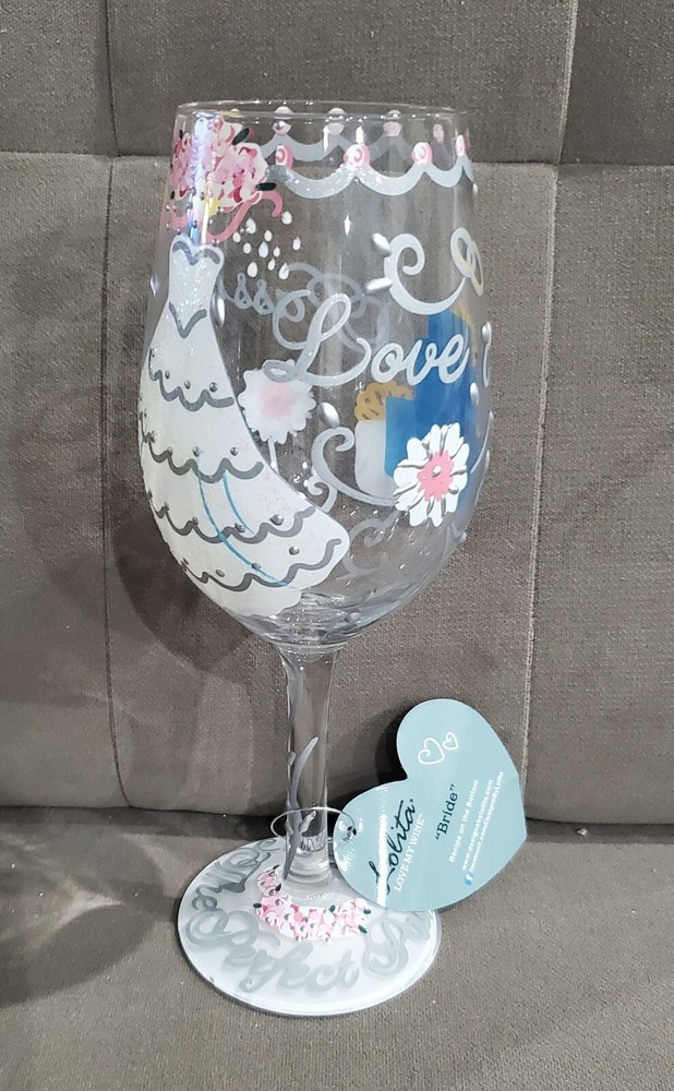NEW Gorgeous LOLITA Love My Wine BRIDE Wedding Dress 15-OZ Wine Glass No Box