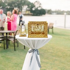 Glitter Wooden Gold Wedding Gift Card Money Box With Heart Lock String Light