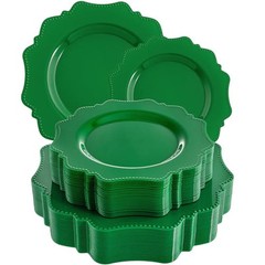 Disposable Party Plastic Plates 60Pcs, Green plastic Party Plates, Heavy Duty