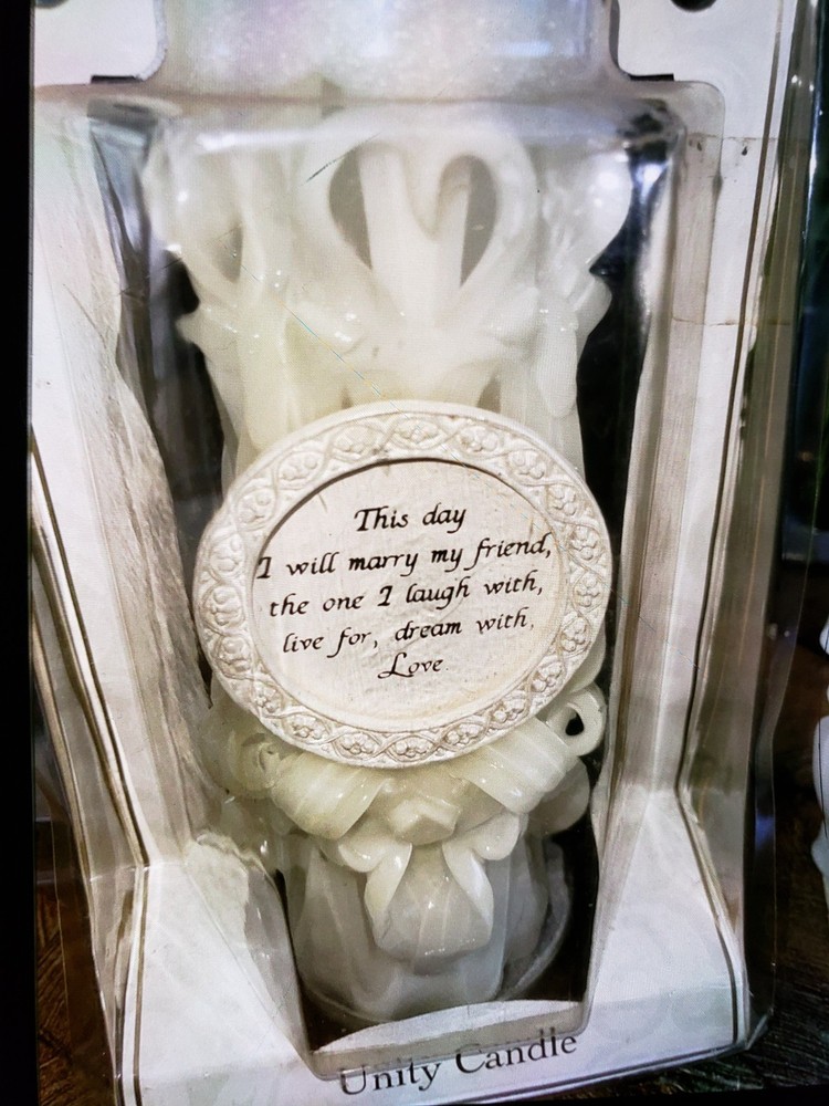 Lillian Rose White Unity Candle Wedding Wax Quote «This day I will marry my»
