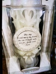 Lillian Rose White Unity Candle Wedding Wax Quote «This day I will marry my»