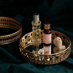 Nordic Metal Mirror Tray Round Plate Desktop Jewelry Storage Organizer
