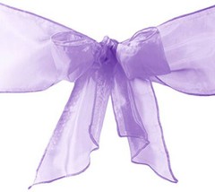 LA Linen Organza Sashes Chair Bows (Pack of 50), Lilac