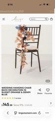 Ling’s moment Wedding Chair Floral Garland Russet Orange and Denim Blue
