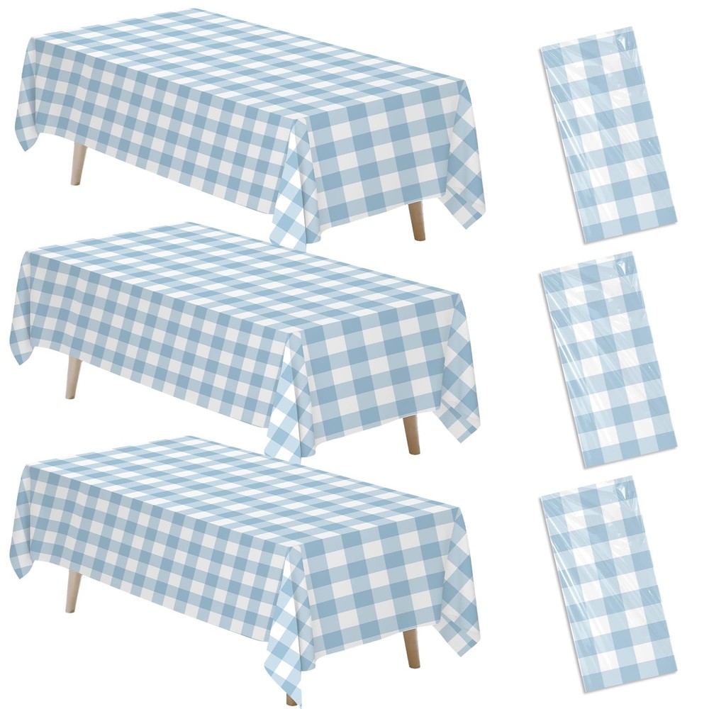 Suhelkit Light Blue Gingham Party 55 inches x 86 inches, Multi Color