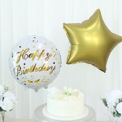 5 WHITE GOLD Round Beer Mug Stars Happy Birthday Mylar Foil BALLOONS Set Party
