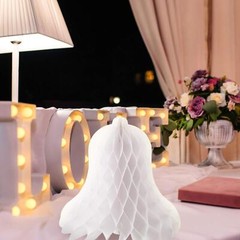 WILLBOND 5 Pieces Paper Wedding Bells White Hanging Big Heavy Honeycomb Bells
