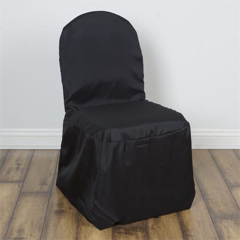 75 Black POLYESTER BANQUET CHAIR COVERS Wholesale Wedding Party Decorations