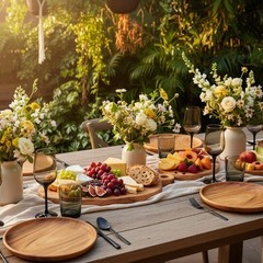 Wrightmart Set Of 4 12 Inch Round Acacia Wood Dinner Plates Solid Hardwood