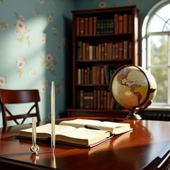 Gold Pen & Pen Stand Round Pen Holder – Metal Attached Desk – Signing Pen Set