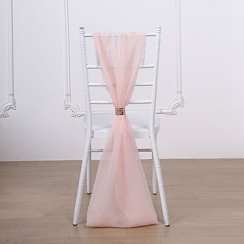 10 Blush Premium Chiffon Wide CHAIR SASHES Wedding Party Reception Decorations