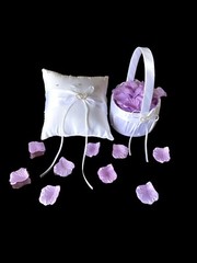 US Crystal Heart Bridal Wedding Flower Girl Basket Ring Bearer Pillow 7.8″ 2 Pcs