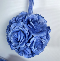 8 pcs 6″ Blue Kissing Flower Ball Wedding Fabric Rose Pomander Party decoration