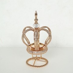 13″ Gold Metal Crown Spiral Pillar Votive CANDLE HOLDER Stand Centerpiece Party