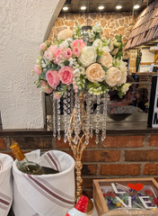 2-Pieces Crystal Wedding tassel Flower Stand Steel Wedding table Centerpieces