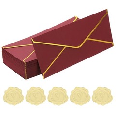 Envelope 4 1/8 x 9 1/2 inch gold edge, 50 pieces for V Flap, burgundy