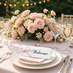 200 PCS Table Setting Place Name Cards 15.75 Inch Velvet Ribbon 3.54×1.57 In