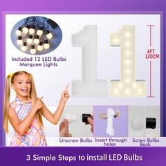 4FT Marquee Light Up Letters N, Big Letter for Baby 4 Feet, N