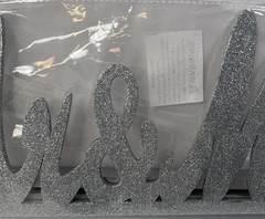 Mr. and Mrs. Wooden Silver Glitter Sign