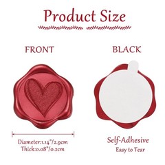 Yoption Heart Wax Seal Stickers, 50pcs Metallic Wine Red Self-Adhesive Envelo…